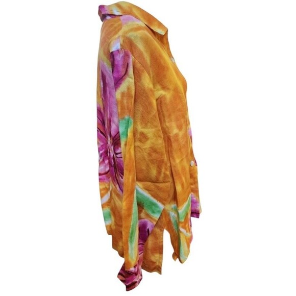 David Dart Vintage Linen Floral Blouse MOP Buttons Size Large - Picture 4 of 9